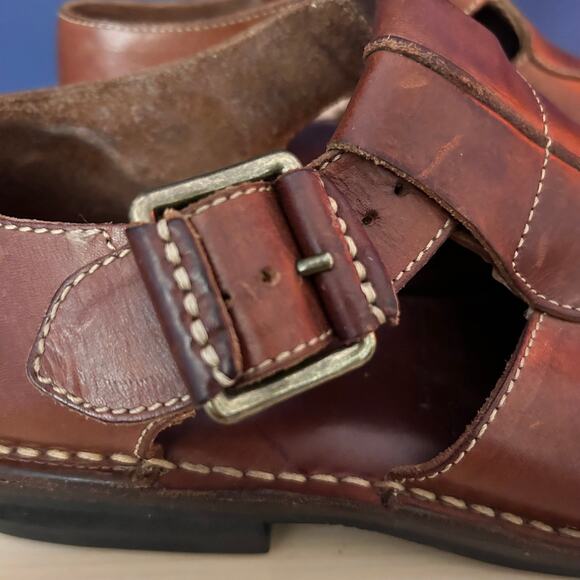 Cole Haan Men's Fisherman Brown Leather Slip-On Buckle Sandal Size 8.5 D 18190 - Picture 7 of 11